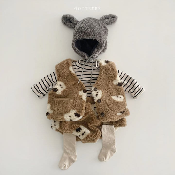 OOTT BEBE - Korean Children Fashion - #Kfashion4kids - Squirrel Rabbit Top Bottom Set - 2