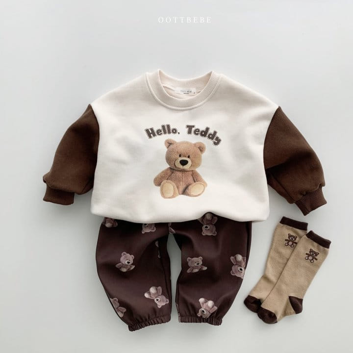 OOTT BEBE - Korean Children Fashion - #Kfashion4kids - Hello Bear Sweatshirt with Mom - 3