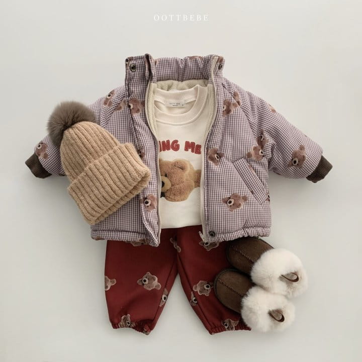 OOTT BEBE - Korean Children Fashion - #Kfashion4kids - Check Teddy Jumper - 3