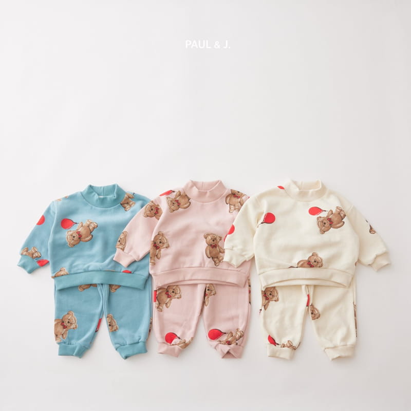 PAUL & J - Korean Children Fashion - #Kfashion4kids - Balloon Bear Top Bottom Set