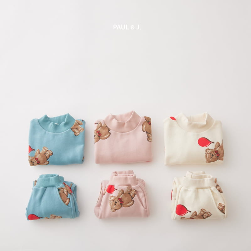 PAUL & J - Korean Children Fashion - #Kfashion4kids - Balloon Bear Top Bottom Set - 2