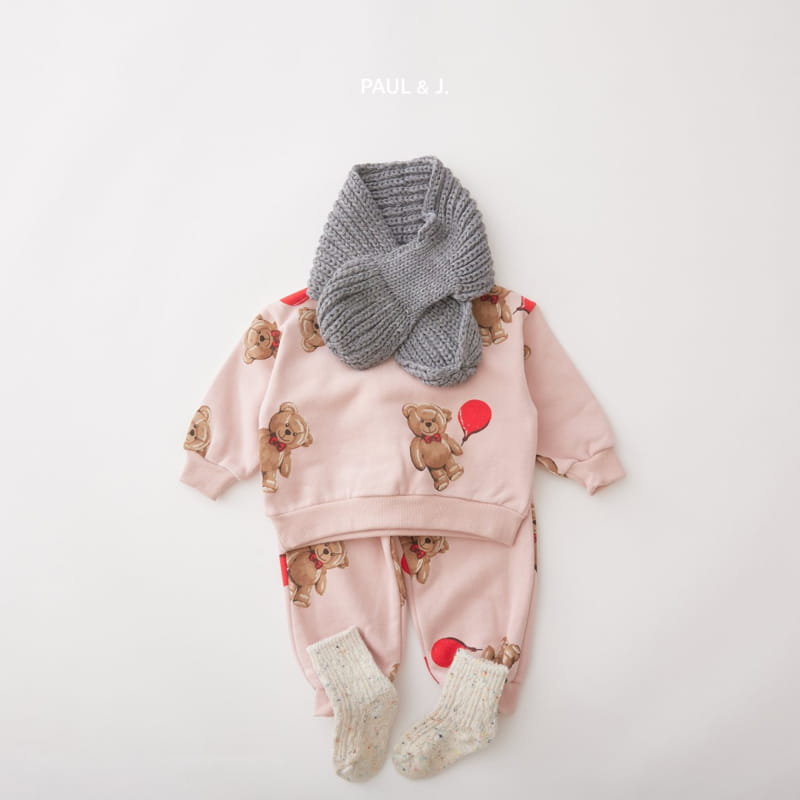 PAUL & J - Korean Children Fashion - #Kfashion4kids - Balloon Bear Top Bottom Set - 6