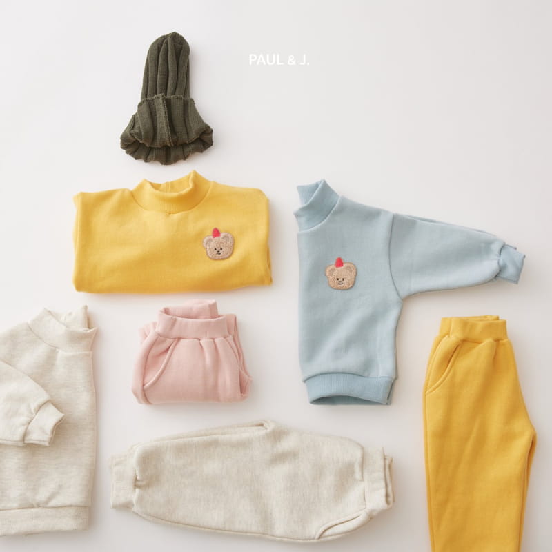 PAUL & J - Korean Children Fashion - #Kfashion4kids - Bear Embroidery Top Bottom Set