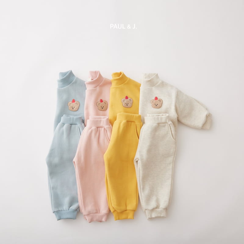 PAUL & J - Korean Children Fashion - #Kfashion4kids - Bear Embroidery Top Bottom Set - 2