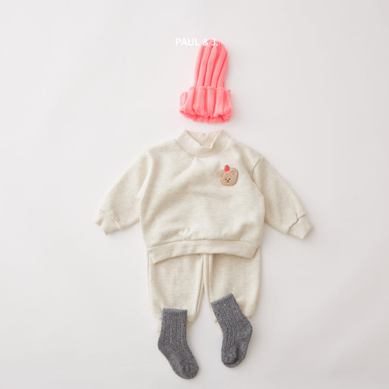 PAUL & J - Korean Children Fashion - #Kfashion4kids - Bear Embroidery Top Bottom Set - 6