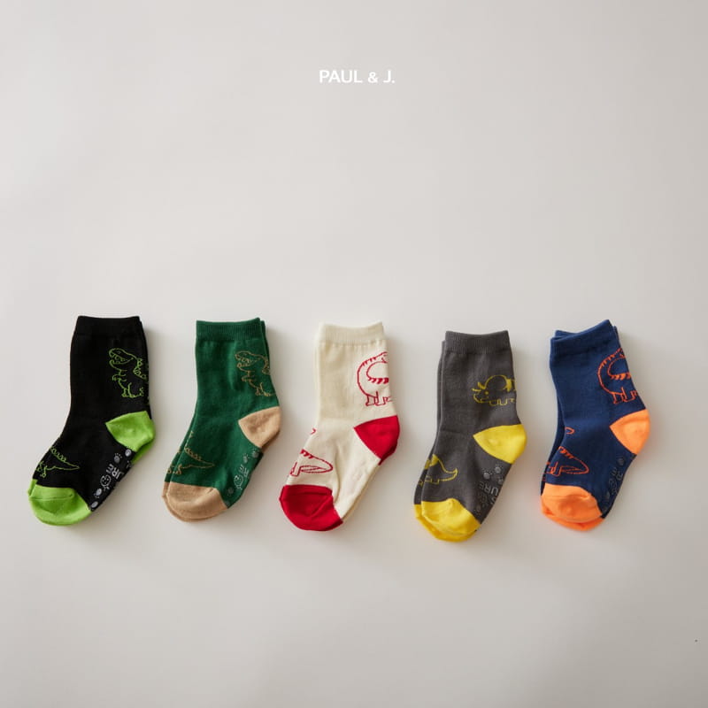 PAUL & J - Korean Children Fashion - #Kfashion4kids - Tyrano Socks [set of 5]