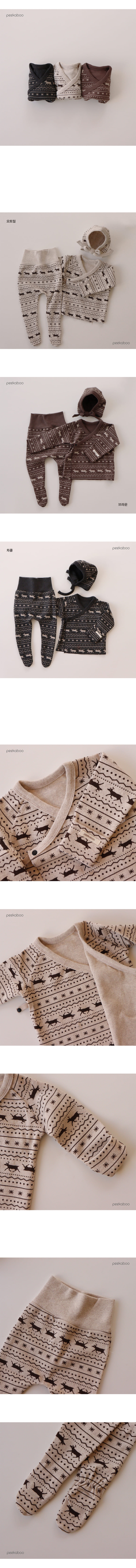 PEEKABOO - Korean Children Fashion - #Kfashion4kids - Mas Newborn Top Bottom Bonnet Set - 2