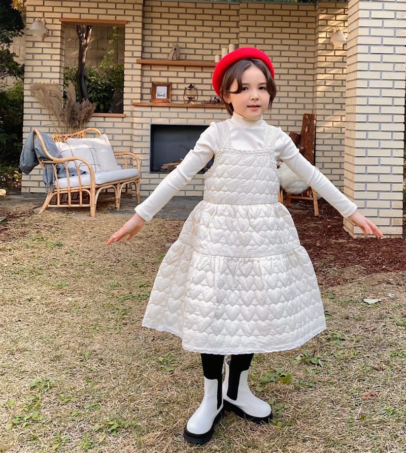 POISSON - Korean Children Fashion - #Kfashion4kids - Heart Padding One-piece - 5