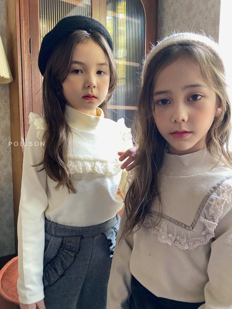 POISSON - Korean Children Fashion - #Kfashion4kids - Square Lace Half Turtleneck Tee - 2