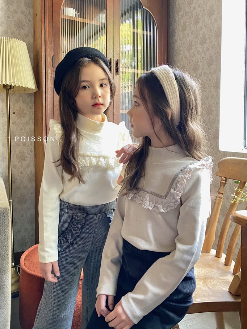 POISSON - Korean Children Fashion - #Kfashion4kids - Square Lace Half Turtleneck Tee - 3