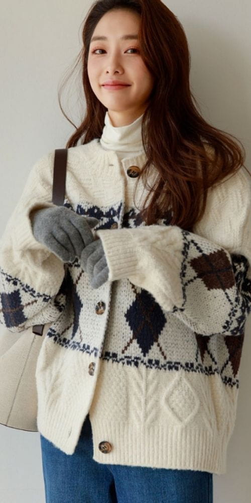 REFRESH - Korean Children Fashion - #Kfashion4kids - Bear Argyle Knit Top - 2