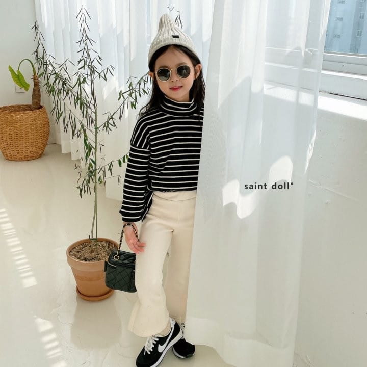 SAINT DOLL - Korean Children Fashion - #Kfashion4kids - Stripes Loose Half Turtleneck Tee - 10