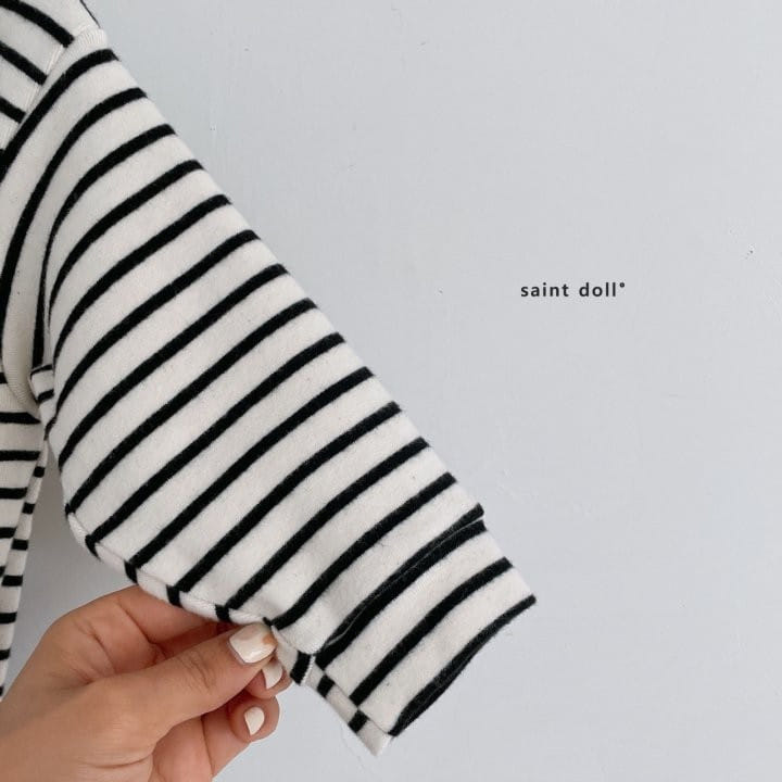 SAINT DOLL - Korean Children Fashion - #Kfashion4kids - Stripes Loose Half Turtleneck Tee - 2