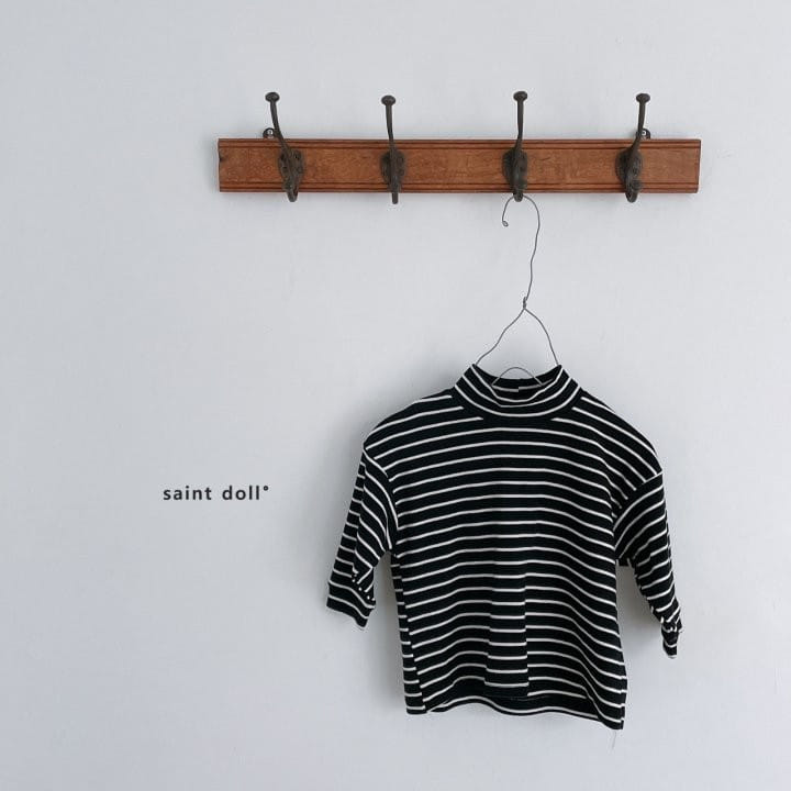 SAINT DOLL - Korean Children Fashion - #Kfashion4kids - Stripes Loose Half Turtleneck Tee - 3