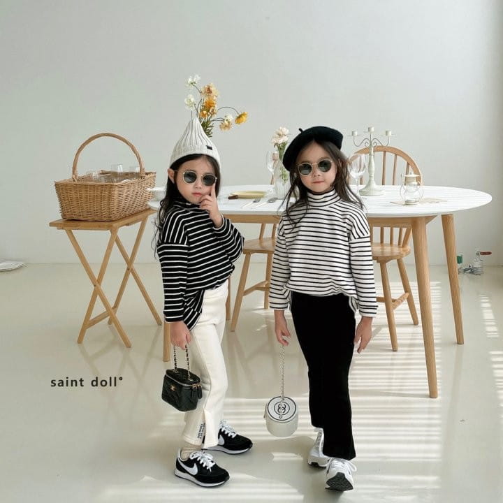 SAINT DOLL - Korean Children Fashion - #Kfashion4kids - Stripes Loose Half Turtleneck Tee - 4