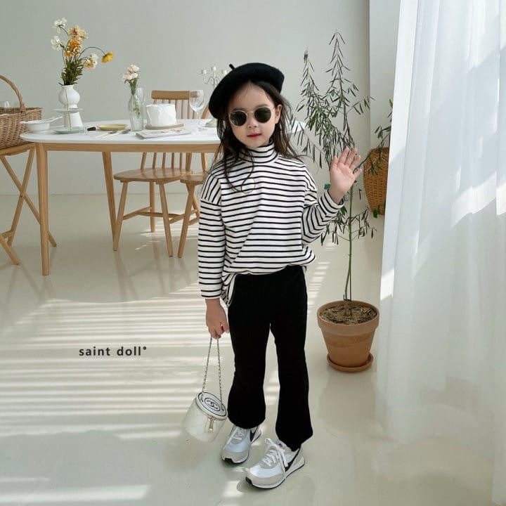 SAINT DOLL - Korean Children Fashion - #Kfashion4kids - Stripes Loose Half Turtleneck Tee - 7