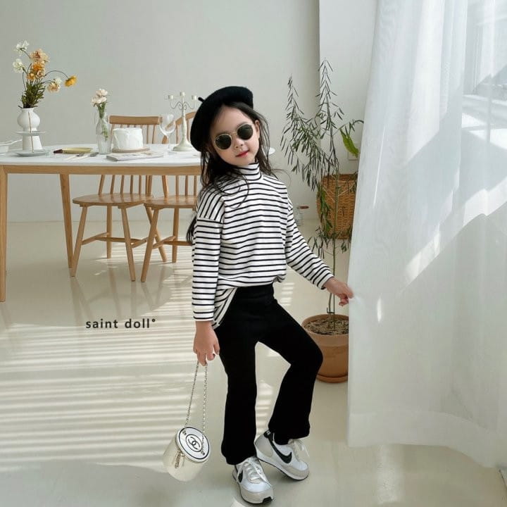 SAINT DOLL - Korean Children Fashion - #Kfashion4kids - Stripes Loose Half Turtleneck Tee - 8