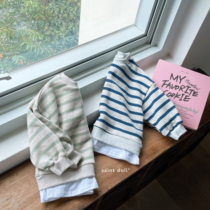 SAINT DOLL - Korean Children Fashion - #Kfashion4kids - Stripes Layered Sweatshirt - 10