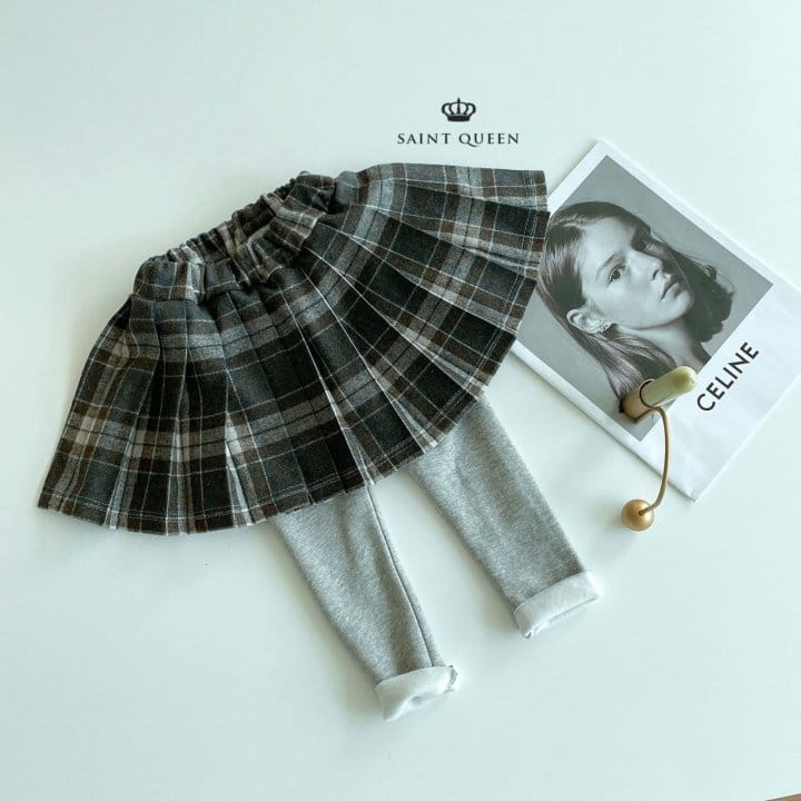 SAINT QUEEN - Korean Children Fashion - #Kfashion4kids - Check Skirt Leggings - 2