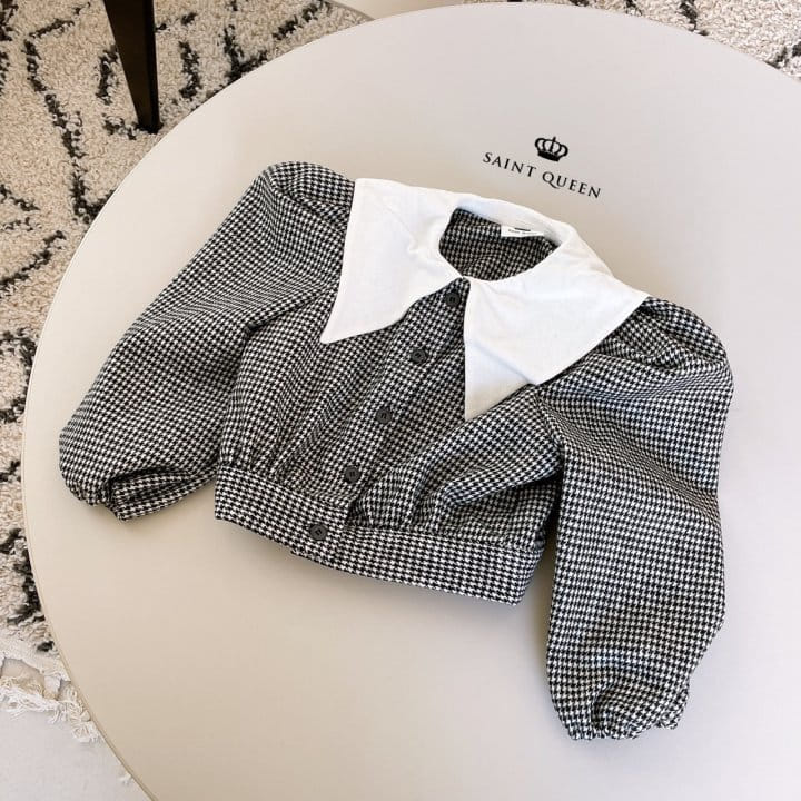 SAINT QUEEN - Korean Children Fashion - #Kfashion4kids - Check Crop Blouse - 2