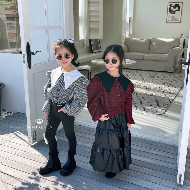 SAINT QUEEN - Korean Children Fashion - #Kfashion4kids - Check Crop Blouse - 3