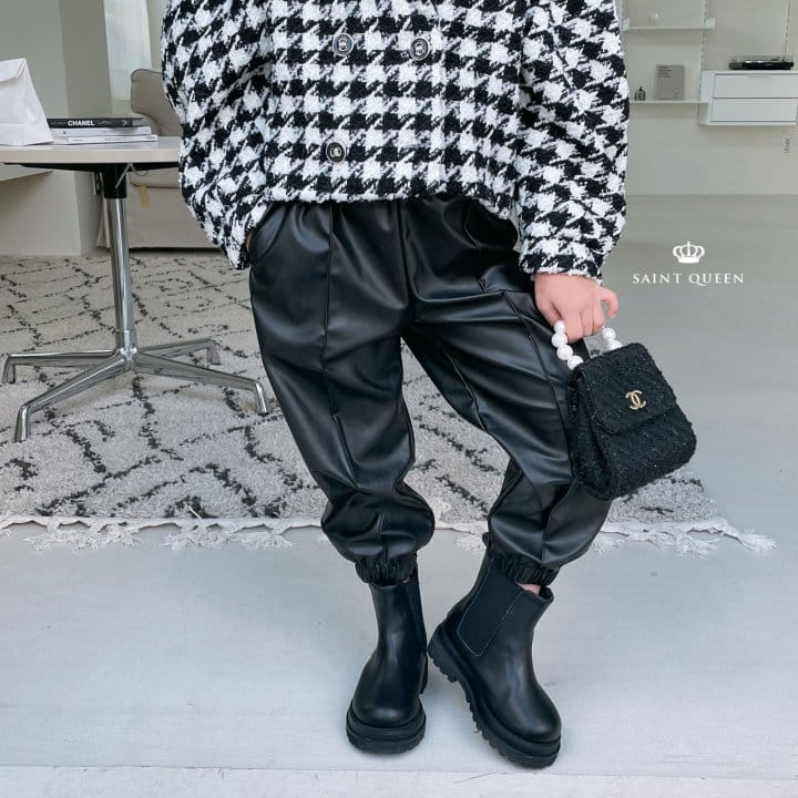 SAINT QUEEN - Korean Children Fashion - #Kfashion4kids - Leather Jogger Pants - 4