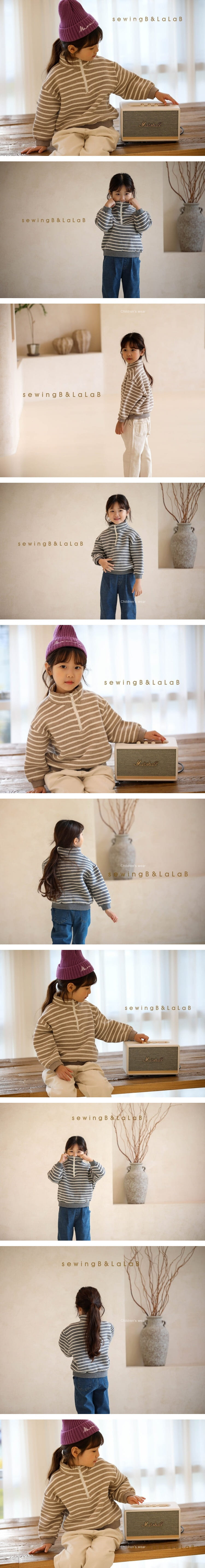 SEWING-B - Korean Children Fashion - #Kfashion4kids - Stripes Half Open Zip-up