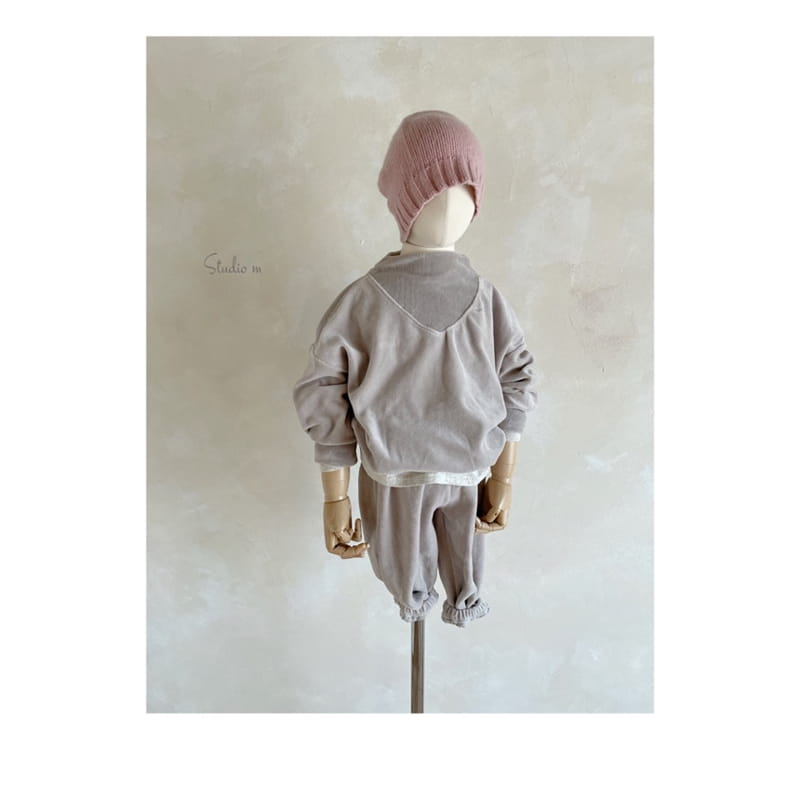 STUDIO M - Korean Children Fashion - #Kfashion4kids - Rib Neck Veloure Top Bottom Set - 2