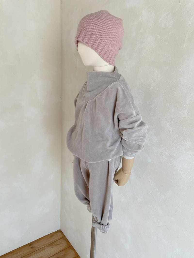 STUDIO M - Korean Children Fashion - #Kfashion4kids - Rib Neck Veloure Top Bottom Set - 5