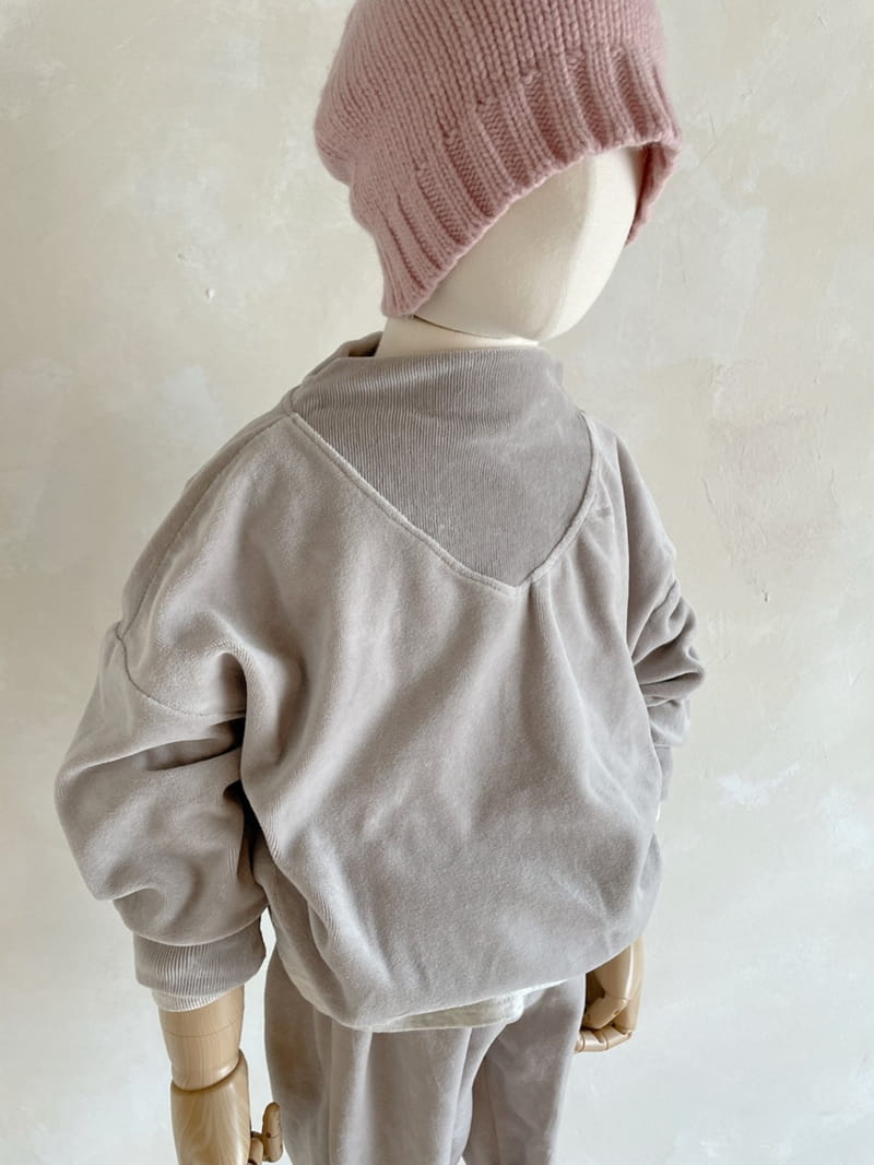 STUDIO M - Korean Children Fashion - #Kfashion4kids - Rib Neck Veloure Top Bottom Set - 7
