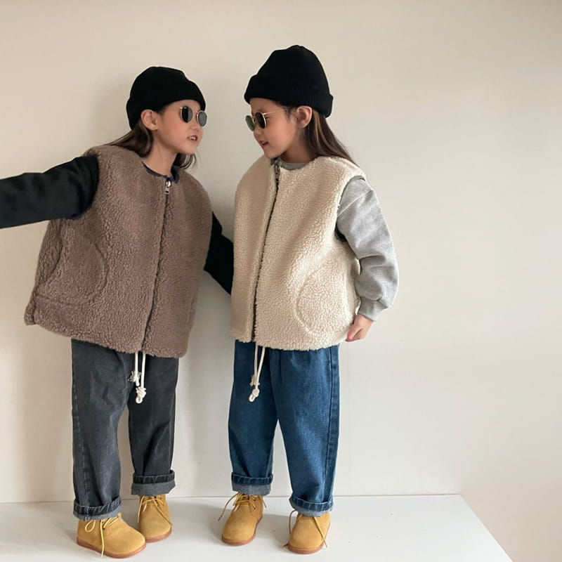 THE GREY - Korean Children Fashion - #Kfashion4kids - Fleece Baggy Jeans - 5