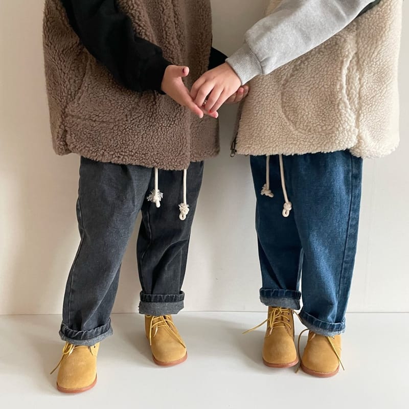 THE GREY - Korean Children Fashion - #Kfashion4kids - Fleece Baggy Jeans - 6