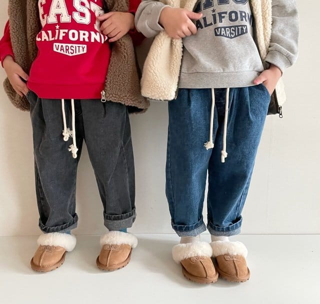 THE GREY - Korean Children Fashion - #Kfashion4kids - Fleece Baggy Jeans - 9