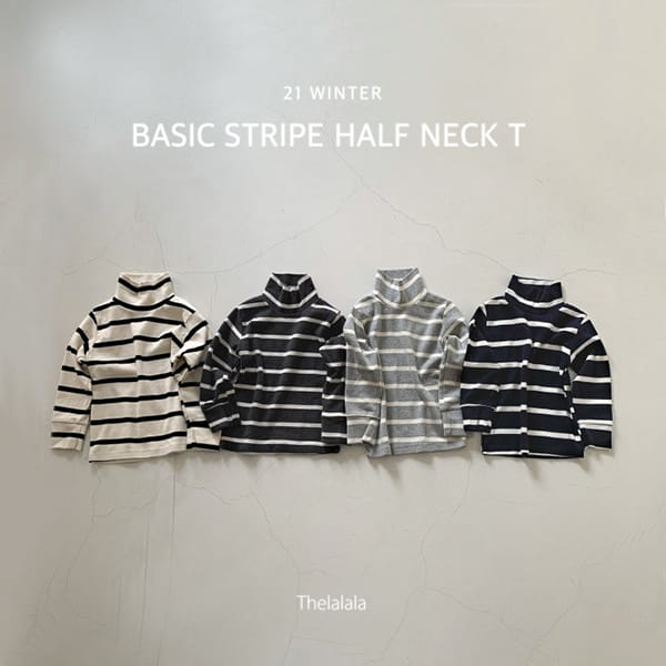 THE LALALA - Korean Children Fashion - #Kfashion4kids - Basic Stripes Half Turtleneck Tee