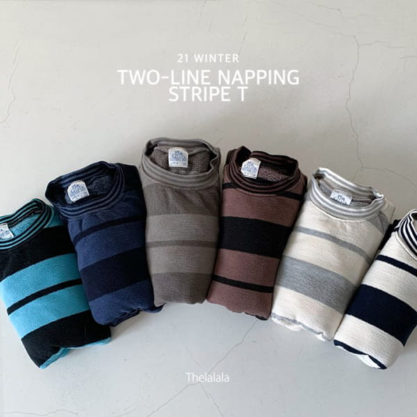 THE LALALA - Korean Children Fashion - #Kfashion4kids - Two Line Fleece Stripes Tee