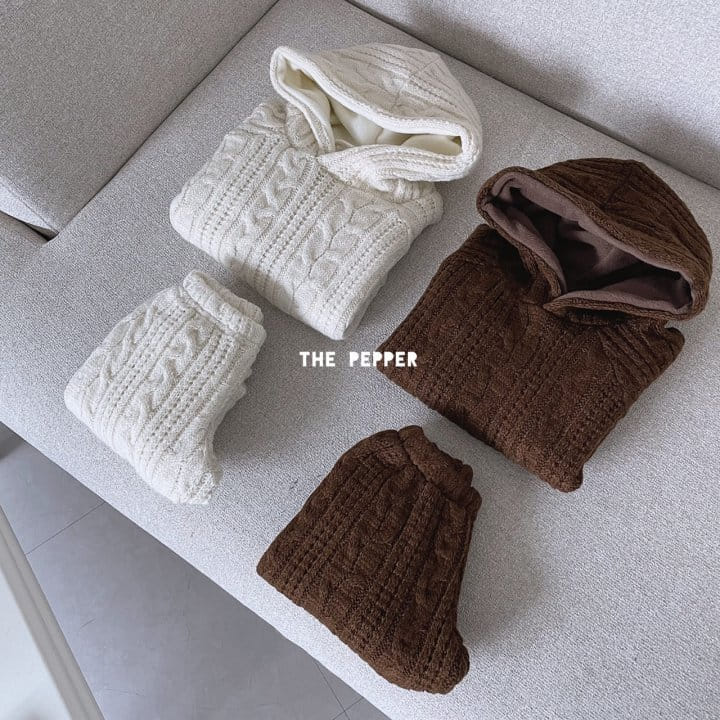 THE PEPPER - Korean Children Fashion - #Kfashion4kids - Twist Knit Hoody Top Bottom Set - 11