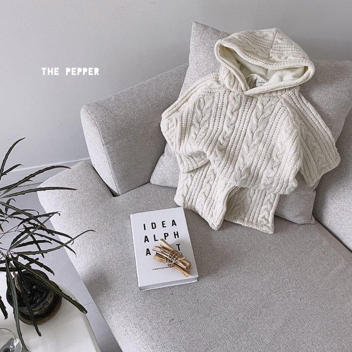 THE PEPPER - Korean Children Fashion - #Kfashion4kids - Twist Knit Hoody Top Bottom Set - 4