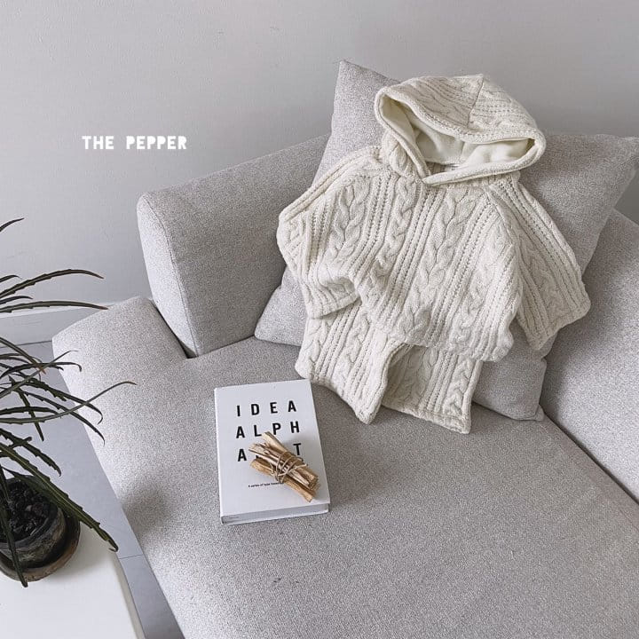 THE PEPPER - Korean Children Fashion - #Kfashion4kids - Twist Knit Hoody Top Bottom Set - 5