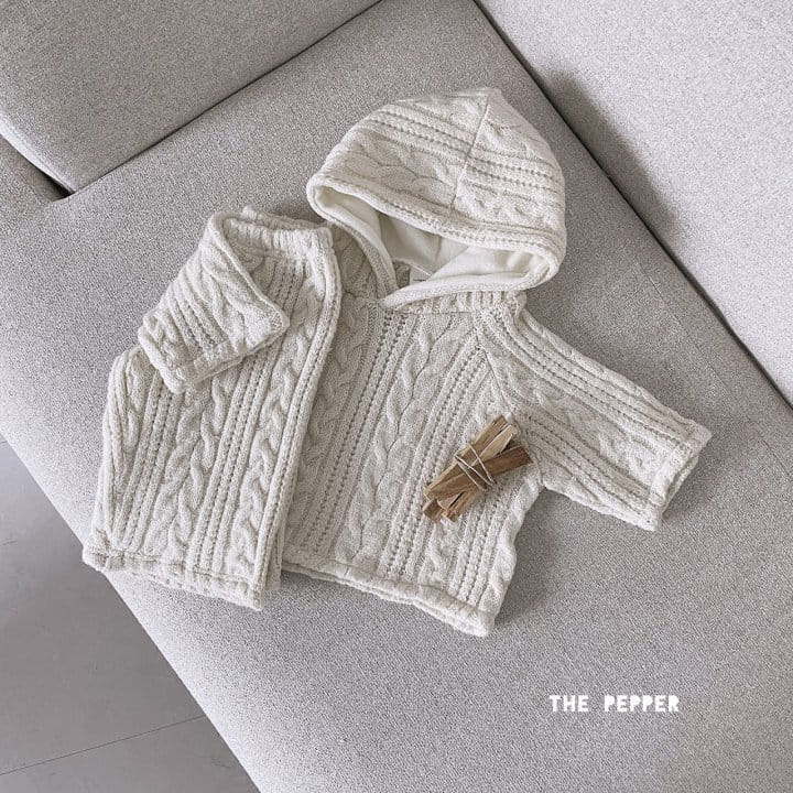THE PEPPER - Korean Children Fashion - #Kfashion4kids - Twist Knit Hoody Top Bottom Set - 7