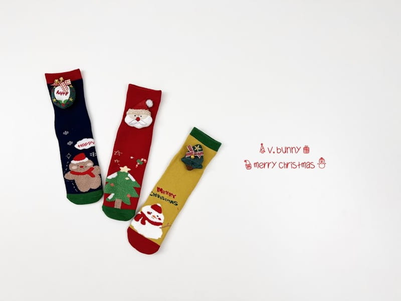 V BUNNY - Korean Children Fashion - #Kfashion4kids - Christmas Socks [set of 3] - 6