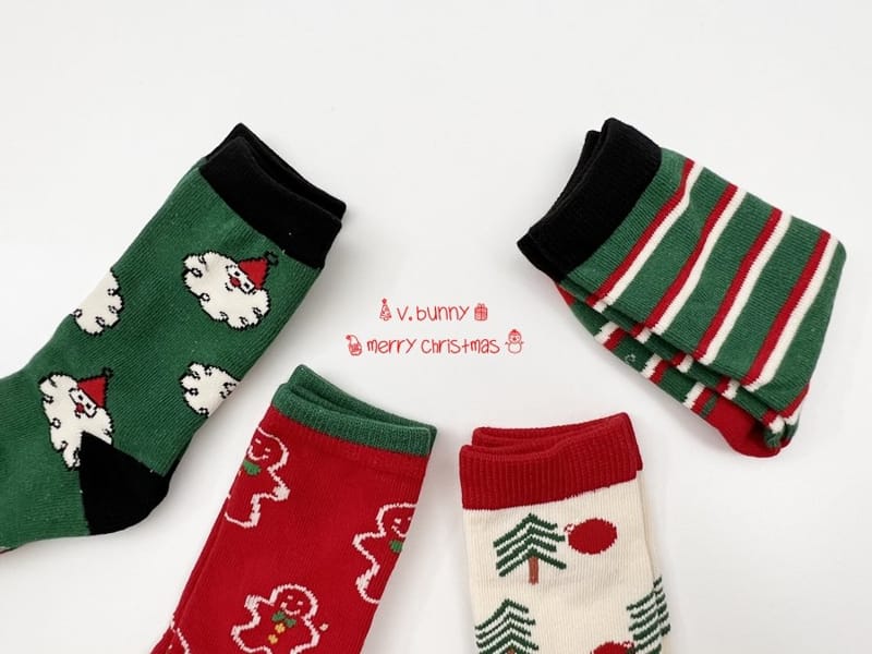 V BUNNY - Korean Children Fashion - #Kfashion4kids - Santa Socks [set of 4]