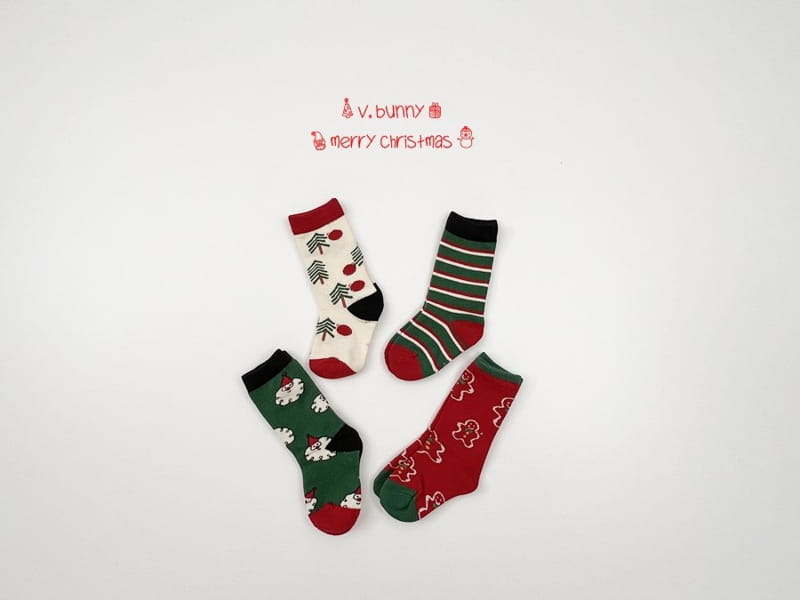 V BUNNY - Korean Children Fashion - #Kfashion4kids - Santa Socks [set of 4] - 6