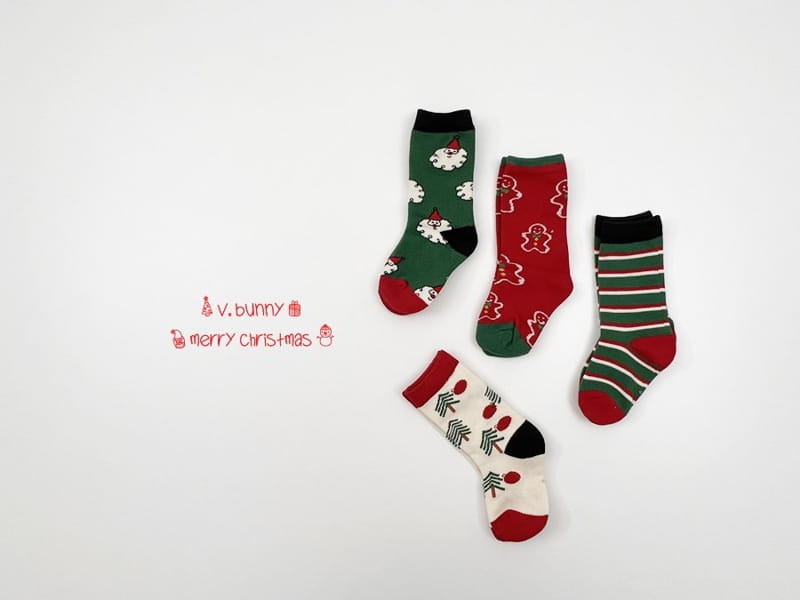 V BUNNY - Korean Children Fashion - #Kfashion4kids - Santa Socks [set of 4] - 7
