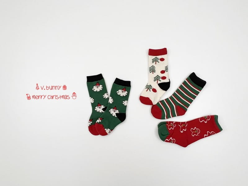 V BUNNY - Korean Children Fashion - #Kfashion4kids - Santa Socks [set of 4] - 8