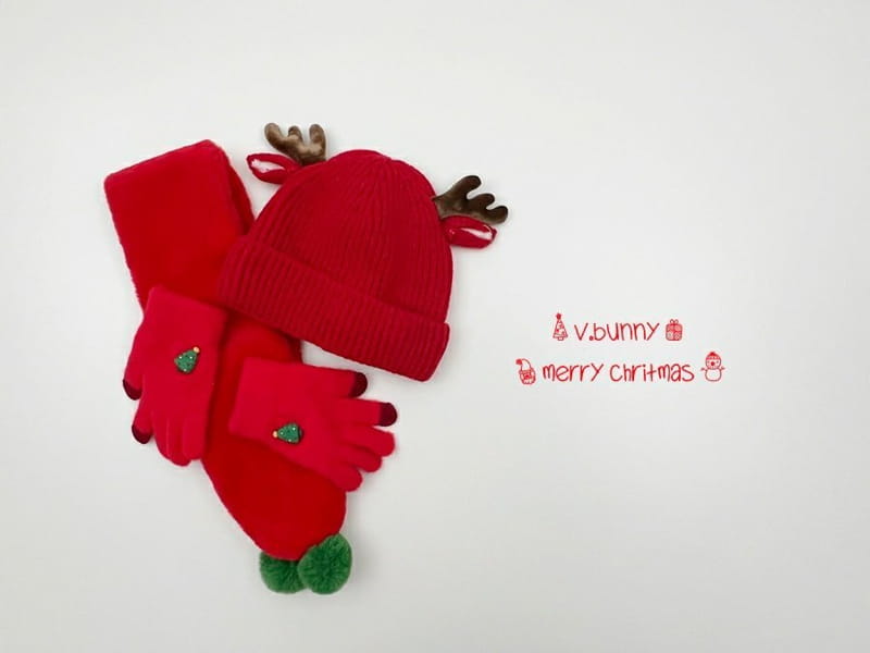 V BUNNY - Korean Children Fashion - #Kfashion4kids - Dear Christmas Bonnet Muffler Gloves Set
