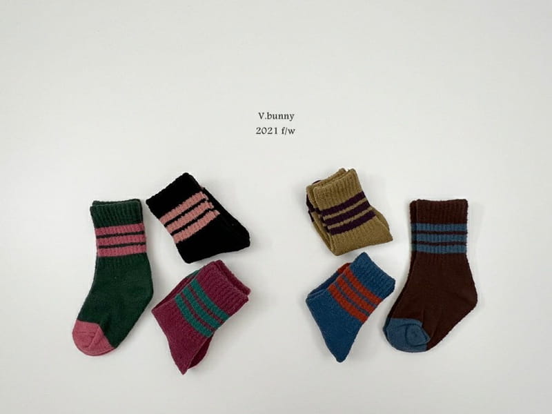 V BUNNY - Korean Children Fashion - #Kfashion4kids - Stripes Sleep Socks [set of 3]