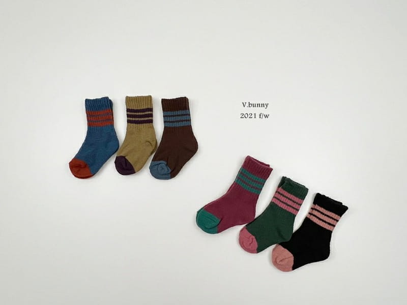 V BUNNY - Korean Children Fashion - #Kfashion4kids - Stripes Sleep Socks [set of 3] - 10