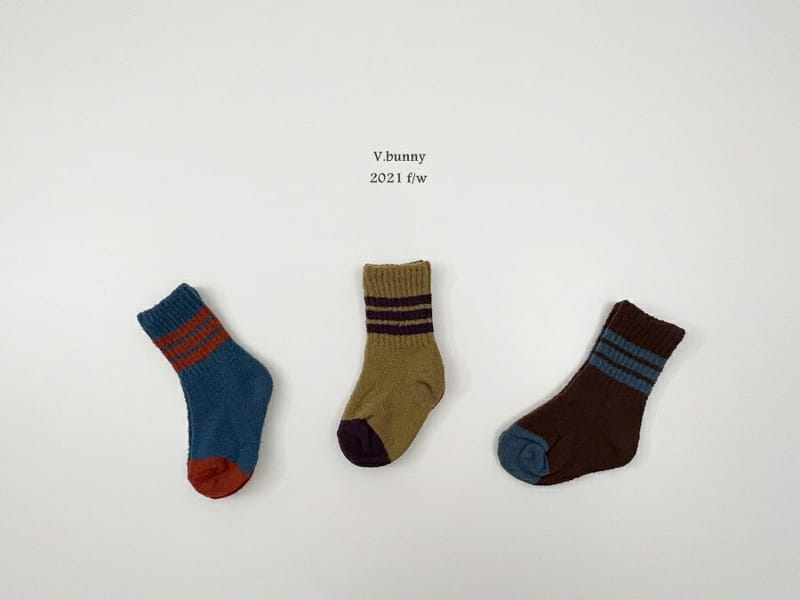 V BUNNY - Korean Children Fashion - #Kfashion4kids - Stripes Sleep Socks [set of 3] - 3