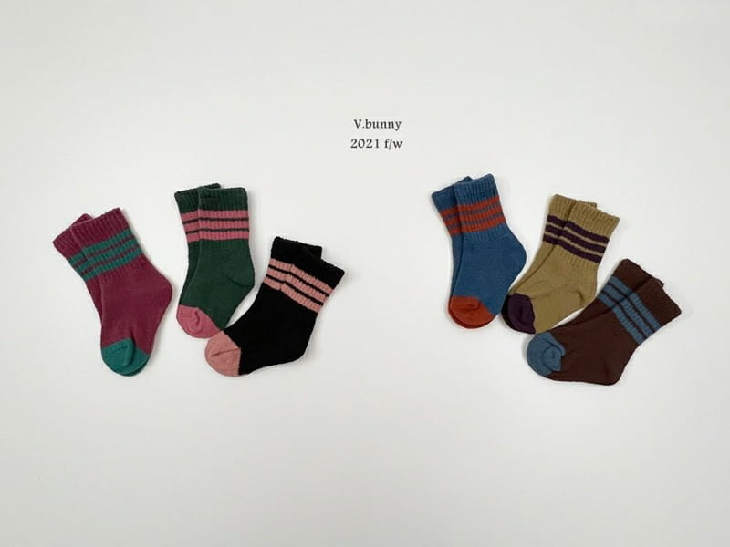 V BUNNY - Korean Children Fashion - #Kfashion4kids - Stripes Sleep Socks [set of 3] - 9