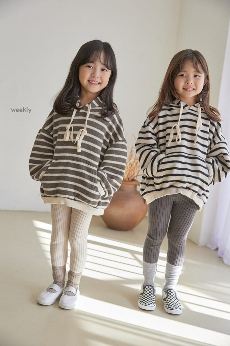 WEEKLY - Korean Children Fashion - #Kfashion4kids - Big Knit Stripes Hoody - 9